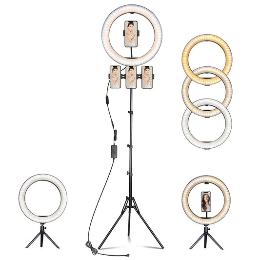 14-Inch Selfie Ring Light with Black Tripod Stand Dimmable Ringlight Circle Light LED Camera Lighting for Live Stream Make Up